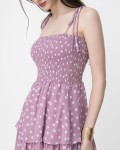 SIXDO Polka Dot Spaghetti Strap Maxi Chiffon Dress